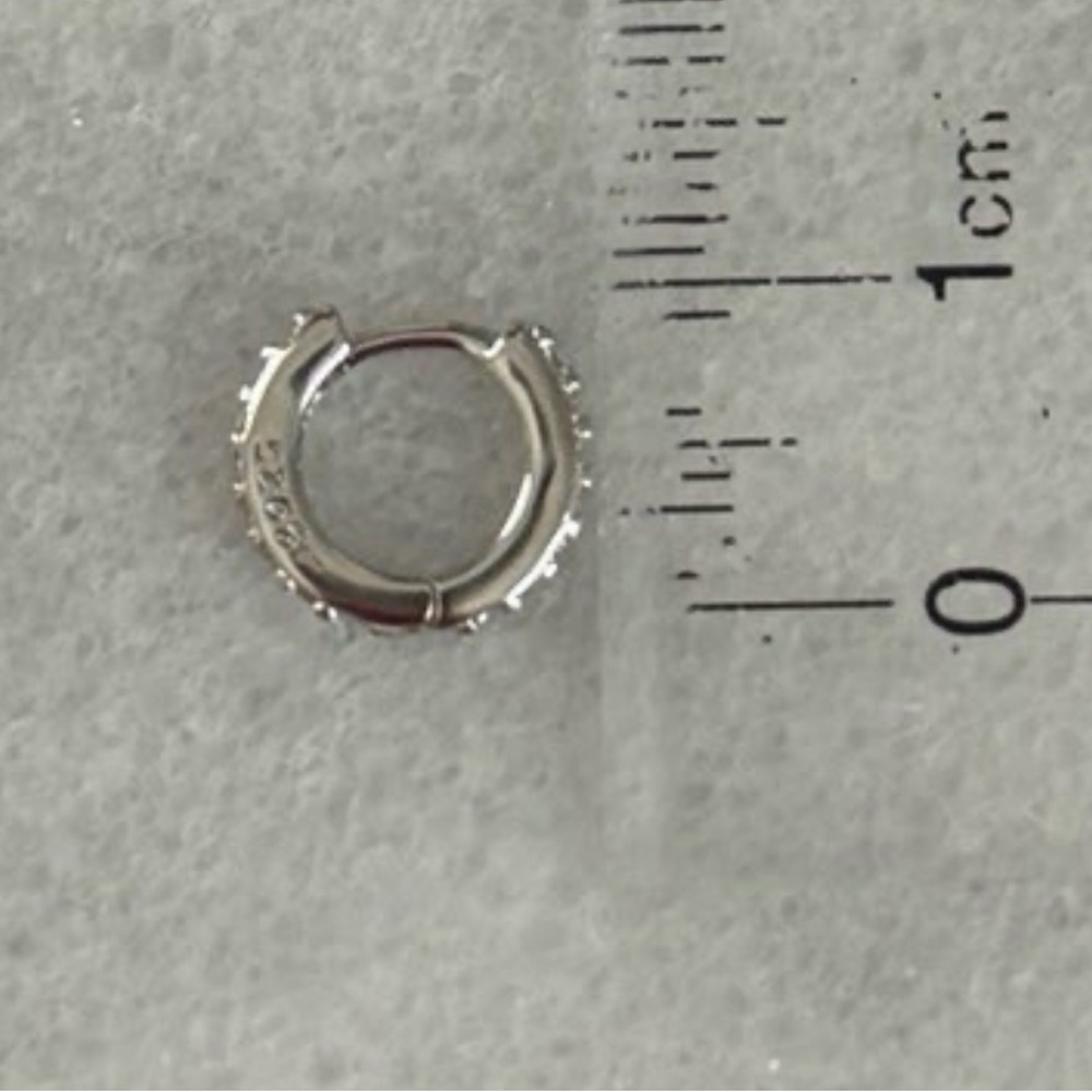 Sterling Silver Crystal Pave Small Mini Hoop Earrings 

Brand New - Picture 4 of 4